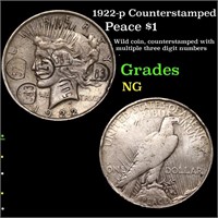 1922-p Counterstamped Peace Dollar $1 Grades NG