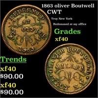 1863 oliver Boutwell Civil War Token 1c Grades xf