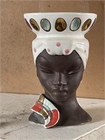 Japan Nubian African Princess Lady Head Vase