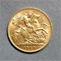 1910 Half Sovereign gold coin, Pièce en or