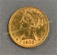 1900 USA 5 dollar gold coin, Pièce de 5 $ en or