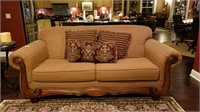 ^ Sofa, chenille like fabric, seat cushions revers