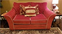^ Loveseat velour-like fabric, approx. 66” X 38”