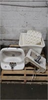 1 Lot Skid (2) Old Wall Mount Ceramic Sinks & Old