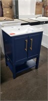 24" Royal Blue 24" Vanity Base With Gold Accent &