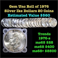 1976-s Unc Roll of Silver Ike Eisenhower $1 20 coi