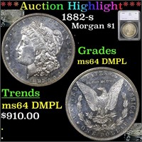 1882-s Morgan Dollar $1 Graded ms64 DMPL By SEGS