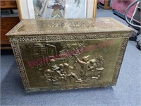 Vintage wooden box w/ brass overlay