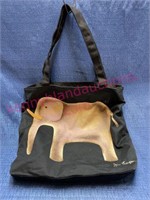 Jim Thompson Thai Silk elephant tote bag (black)