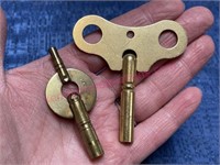 (2) Old brass clock keys