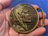 1976 Brass Indian Head belt buckle
