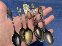 (6) Sterling small sourvenir spoons