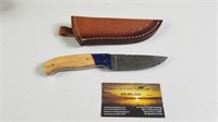 Damascus Knife w/Embossed Sheath