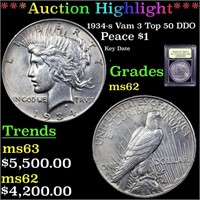 ***Auction Highlight*** 1934-s Peace Dollar Vam 3