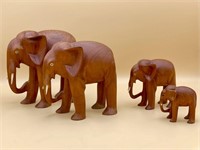 Hand Carved Wooden Elephants w Togo Bone Tusks