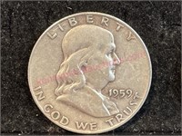 1959-D Franklin half dollar (90% silver)