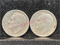 Lot of 2 Old Silver dimes (90% silver) #3