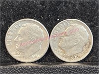 Lot of 2 Old Silver dimes (90% silver) #6