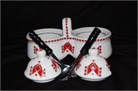 NEW - Ukrainian Porcelain Condiment Set. Handmade