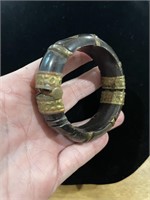 Vintage Brass Bracelet With Hinge & Pin Closure