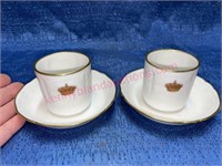 Pair of Portugal demi cups & saucers