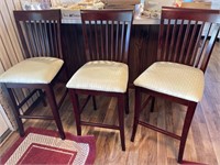 Set 3 Bar Stools with Upholstered seats