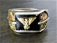 Sterling Silver Mens Signet Ring with Eagle