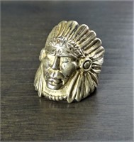 Sterling Silver Indian Chief Head Ring
