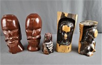 Hand-Carved Wooden African Art  Busts