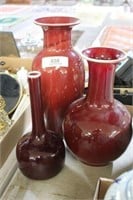 Three Red Contemporary Vases