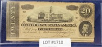 1864 CONFEDERATE STATES OF AMERICA $20 NOTE