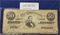 1861 CONFEDERATE STATES OF AMERICA $50 NOTE