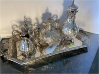 STERLING SILVER TEA SET AND TRAY