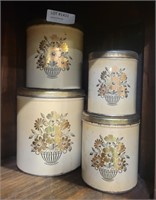 VTG. 4-PC. TIN KITCHEN CANISTER SET