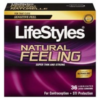 Lifestyles Natural Feeling Latex Condoms, 36
