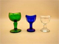 Trio of Vintage Glass Eyewash Cups