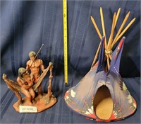 NATIVE AMERICAN FIGURINE & TEEPEE