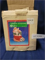 LIGHTED CERAMIC STOCKING DECORATION W/BOX