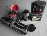 Lot of Vintage Camera Lenses- Ambrico, Soligor, Oz