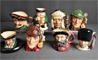 Royal Doulton 8 Figural Toby Jugs/ Mugs