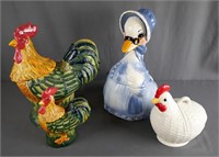 Rooster / Chicken / Mother Goose Cookie Jar Lot