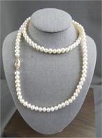 Large Genuine Pearls Necklace with 14k Gold Clasp