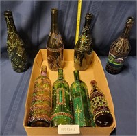 8 VTG. HAND PAINTED DECORATIVE BOTTLES