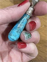 Large Turquoise And Sterling Silver Pendant