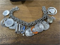 1960's Sterling Silver Charm Bracelet & 15 CHARMS