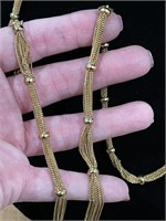 Very Long Gold Metal Necklace that Ties