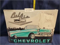 NEW TIN BEL AIR BY CHEVROLET METAL SIGN