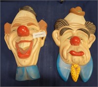 VINTAGE CERAMIC WALL HANGING CLOWN FACES