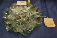 MINT GREEN CARNIVAL GLASS CANDY DISH