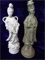 Two Asian Figurines: Bisque and Porcelain